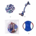 Durable 3-piece colorful cotton rope dog toy set for puppy teething and interactive play - 3-Piece Set Small Double Knot + Small Frisbee + Small Toy Ball