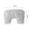 Purple U-shaped pet stroller pillow with rabbit floral pattern and ruffled edges, 33x23cm - Neck Pillow / 33*23CM