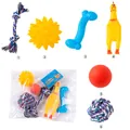 Set completo di 6 giocattoli per cani con nodi in corda di cotone e pollo giallo stridulo - Set Nuova Collezione