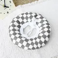 Collerette d'Élisabeth souple à damier pour chats et chiens anti-léchage. - Grille Noire et Blanche (Collier en Coton) / Taille 1 (Convient au Cou 15-30cm)