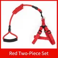 Red 2-piece dog harness and leash set with shock-absorbing bungee rope for small pets - 工字型两件套(带缓冲) / M / Red