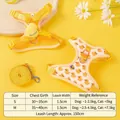 Adjustable yellow duck pattern pet harness and leash set for small dogs and cats. - S / Duck Vest Harness Leash Set / Yellow Duck