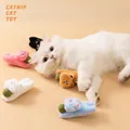 Weiches Plüsch-Katzenspielzeug mit Katzenminzeball für Zahnpflege und interaktives Spiel - Zufällige Farbe