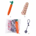 3-piece durable cotton rope dog toys set with carrot shape for puppy teething relief - Popular Knot Selection 1 / Three-Piece Set