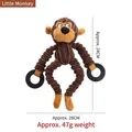 Jouet en peluche singe pour chien avec anneaux en caoutchouc et texture velours côtelé brun - Singe avec Anneau de Traction