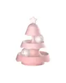 Detail view of a stylish pink Christmas tree shaped 3-tier cat toy with glowing balls - Glowing Ball / Pink
