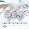 Blau-gelb kariertes Hundegeschirr mit Schleife und Leine, inklusive Größentabelle. - S (1.5-2kg) / Set / Inklusive Leine / Blau Kariert