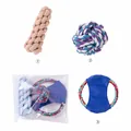 3-piece durable cotton rope dog chew toy set for small and medium dogs - Frisbee, Rope Ball and Corn Cob / Three-Piece Set