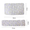 Pet stroller mat and pillow set with floral rabbit pattern and ruffle trim, size shown - Magnetic Rim Pad + Interior Mat 2-Piece Set / Two-Piece Set