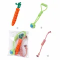 3-piece dog rope chew toy set for puppy dental cleaning and mental stimulation - 3-Piece Set Hand Pull Ball + Threaded Knot + Carrot