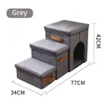 Grey foldable 3-step pet stairs with storage compartments and cat house hole for dogs - 3-Step Pet Nest Style (Style 2) / Gray