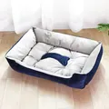 Navy blue and grey plush all-season dog bed with bone-shaped pillow accessory - Bed Only / 30x40 / Dark Blue