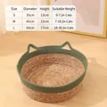 Handgewebter Katzenkorb in Ohrenform mit detaillierter Größentabelle für Haustiere - S / Armeegrün Patchwork