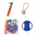 3-piece durable cotton rope dog chew toy set including carrot and ball shapes - Frisbee, Single Ball and Carrot / Three-Piece Set