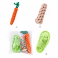 3-piece durable cotton rope dog toy set featuring carrot and slipper shapes for teething - 3-Piece Set Rope Corn + Carrot + Slipper