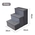 3-tier foldable grey fabric pet stairs for dogs with built-in storage compartment - 3-Step Storage Style (Style 3) / Gray