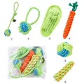 6-piece dog rope toy set including carrot and ball shapes for pet teething and play - Braided Rope Carrot Toy Set