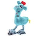 Blue corduroy squeaky dog plush toy with rope legs and bite-resistant textures - Blue Deer Style (duck-qq) / Single Set in OPP Bag / Blue Deer