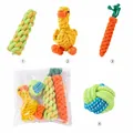 Lot de 4 jouets en corde de coton pour chien avec formes de carotte, canard et balle pour chiot - Set de 4 Pièces Mélange Canard