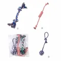 Braided cotton dog rope toy 3-piece set including ball and knot styles for puppy teething - 3-Piece Set Pull Ball + Candy + Rope Knot