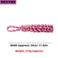 Giocattolo per cani in corda di cotone intrecciata rosa, viola e grigio, 29 cm, 214 g - Bastone portatile / Circa 29 cm / Rosa-Viola-Grigio