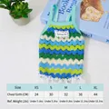 Bunt gestreifte gestrickte hohle Haustierweste für kleine Hunde wie Teddy und Bichon - XS (0.5-1kg) / Kleider / Böhmisches Wellengrün