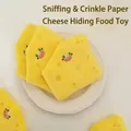 Plush cheese-shaped pet toy with crinkle paper and treat hide-and-seek pocket - Cheese Crinkle Paper Toy / 12*11cm