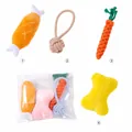 Lot de jouets à mâcher pour petits chiens avec carotte en corde et os en peluche - Set de 4 Pièces Universel pour Chiot