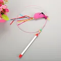 Durable interactive pink steel wire cat teaser wand featuring a plush mouse and bell - Steel Wire Mouse / Independent OPP Packaging