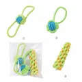 Close-up details of durable cotton rope dog chew toys for teething and dental cleaning - Bicolor Single Ear Double Ear Corn (3pcs Set) / Three-Piece Set