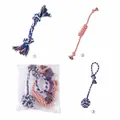 Durable multicolored cotton rope dog toy set with three styles for puppy teething play - 3-Piece Set Threaded + Handheld + Double Knot