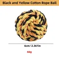 Durevole pallina in corda di cotone nero e giallo per cani per la pulizia dei denti - Cotton Rope Ball / circa 6cm / Nero e Giallo