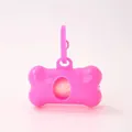 Bone-shaped dog poop bag dispenser in vibrant pink for outdoor pet waste cleaning - Pink