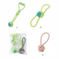 Selection of three durable cotton rope knot chew toys for dogs in vibrant green and brown - Interactive Set