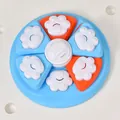 Bol de puzzle interactif circulaire pour chien avec curseurs bleus et orange - Forme de Pizza / Emballage en boîte / Bleu Pizza