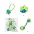Set of multi-style colorful braided cotton dog rope toys for teething and interactive play - Balls 3-Piece Set Style (3-Piece Set)