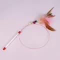 Flexible steel wire cat teaser wand with feathers and bell for interactive play. - Steel Wire Feather / Independent OPP Packaging