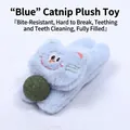 Lichtblauwe pluche kattenkruid speeltje met groene bal voor tandenreiniging - Blauw