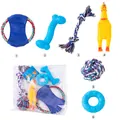 6-piece dog toy set with cotton rope knots and rubber squeaky chicken chews - Small Dog Set (YB-4-3-3)