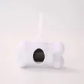 White bone-shaped dog poop bag dispenser for outdoor pet waste cleanup - White