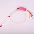 Interactive elastic steel wire cat teaser wand with pink plush fish and colorful ribbons - Steel Wire Fish / Independent OPP Packaging