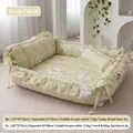 Cama para mascotas estilo princesa con flores beige y volantes para perros y gatos - Talla 1 57*47*20cm (Hasta 7.5kg) / Beige Floral