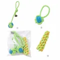 Durable three-piece cotton rope dog chew toy set designed for teeth cleaning and play - Bicolor Single Ear Hand Pull Corn (3pcs Set) / Three-Piece Set