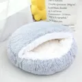 Komfortables graues Plüsch-Haustierbett mit Kapuze für Katzen und kleine Hunde. - Nr. 1 (ca. 40 cm) / Grau