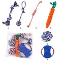 6-piece durable cotton rope dog chew toy set including ball and carrot shapes - Essential Rope Knot Set
