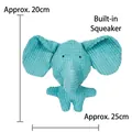 Giocattolo di peluche per cani a forma di elefante blu con trama in velluto a coste - 20x25cm / Elefante con Orecchie Blu