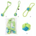 Lot de 4 jouets à mâcher durables en corde de coton vert et bleu pour la dentition du chiot - Set Bicolore pour Petit Chien