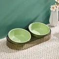 Double gamelle élégante pour animaux vert macaron avec socle surélevé protecteur - Vert Avocat