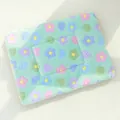 Thickened plush pet mat with mint green floral pattern for cats and small dogs winter bed - Double-Sided Mat - Light Green Floral / Size 1 - 35x30 cm - Up to 3 kg