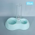 Automatische dubbele voerbak voor huisdieren met plastic waterfles in lichtblauw - Verdikte Grijsblauw / Met Waterfles en Antislipmat